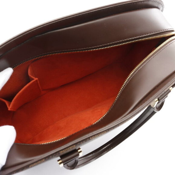 Louis Vuitton Brown Leather Saria Damier Handbag - Picture 3 of 7